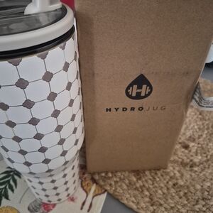 HydroJug Insulated Water Bottle - White with Taupe Pattern